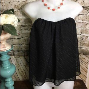 Kimchi Blue Swiss Dot Strapless Blouse Top Black